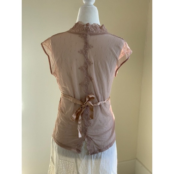 Vtg Y2K Only Hearts Button Lace Blouse Top M Coquette Nymphet Whimsygoth - Picture 4 of 8